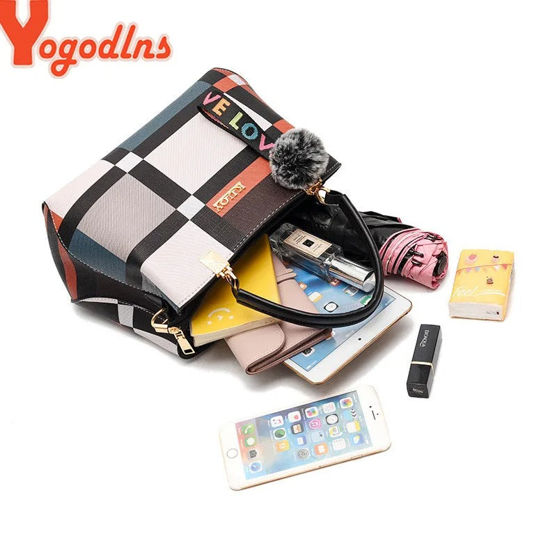 New Luxury Handbag Women Stitching Wild Messenger Bags Designer Brand Plaid Shoulder Bag Female Ladies Totes