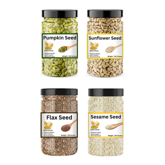 Seed Cycle For PCOS Kit 150 grams each | Imported | Premium Quality | Flax | Pumpkin | Sesame | Sunflower By Nuts N Snax