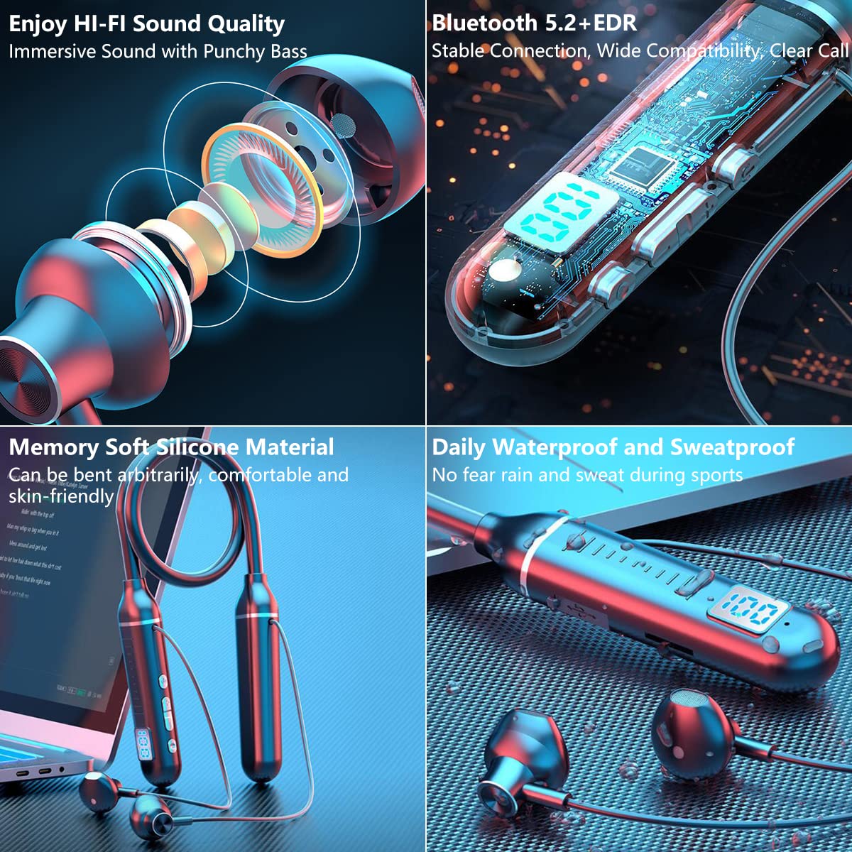 M10 , A6s , F2 earbuds Headphones,Handfree,EarPhone, Bluetooth Neckband Magnetic Earphones Sport Running Earbuds Waterproof Bluetooth 5.2 Headset With Mic, SM Trader