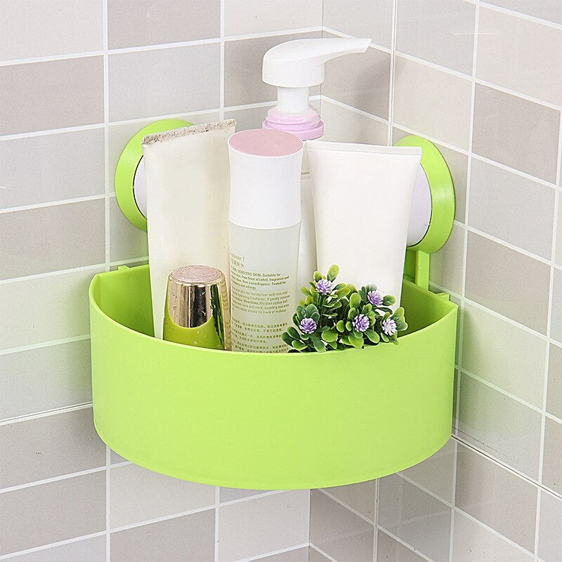 Storage Kitchen Corner Organizer Bathroom Shower Wall Shelf With Suction Cups